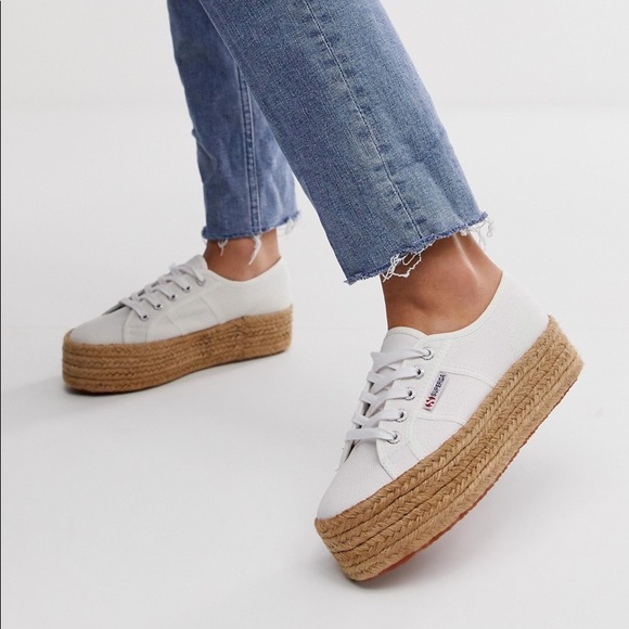 Superga COTROPEW White Platform Espadrille Sneaker - Picture 1 of 8